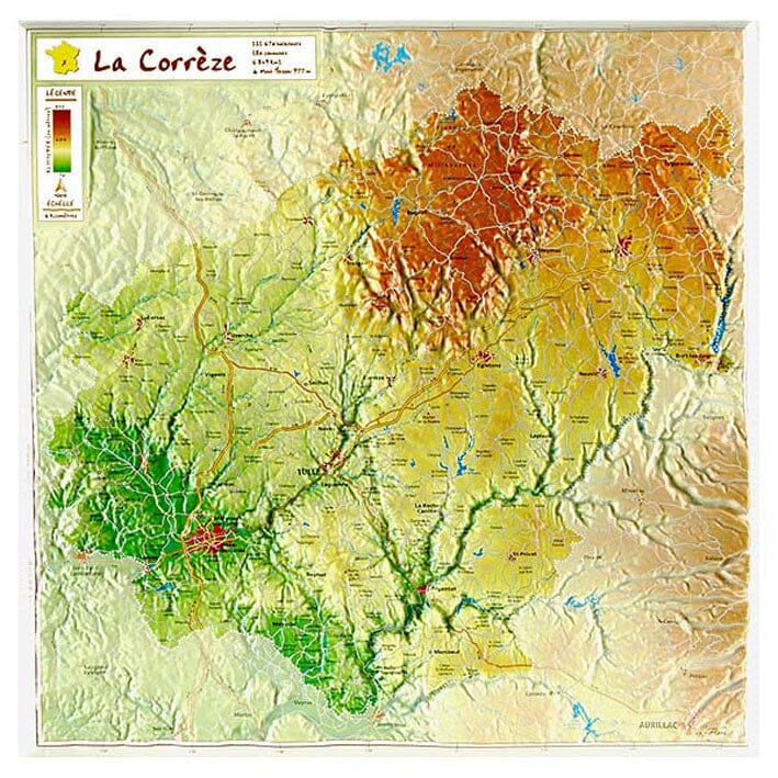 Carte en relief petit format - Ile de la Réunion - 31 X 31 cm – La