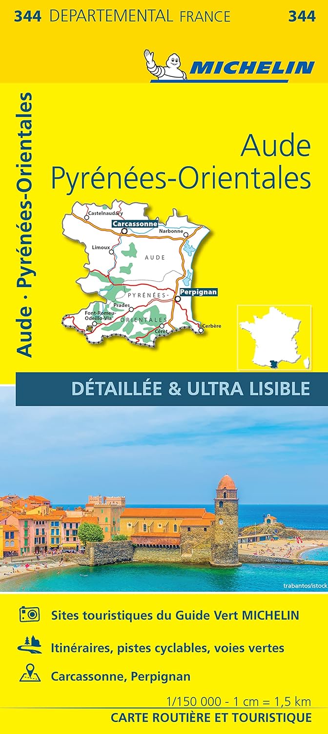 Carte départementale n° 344 - Aude & Pyrénées-Orientales | Michelin