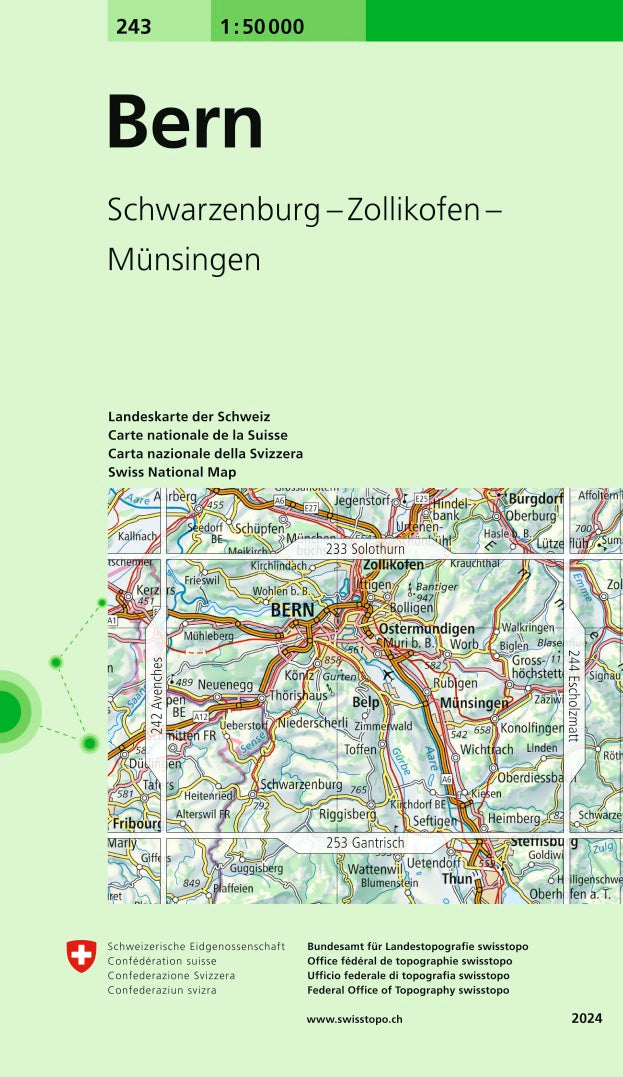Carte topographique n° 243 - Bern (Suisse) | Swisstopo - 1/50 000