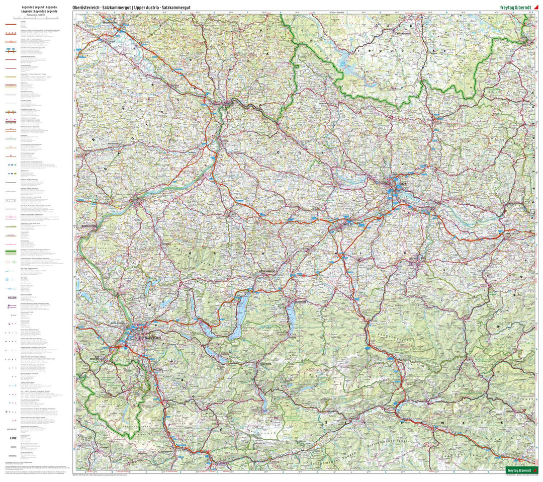 Carte routière de l'Autriche n° 2 - Haute-Autriche, Salzkammergut | Freytag & Berndt - 1/200 000