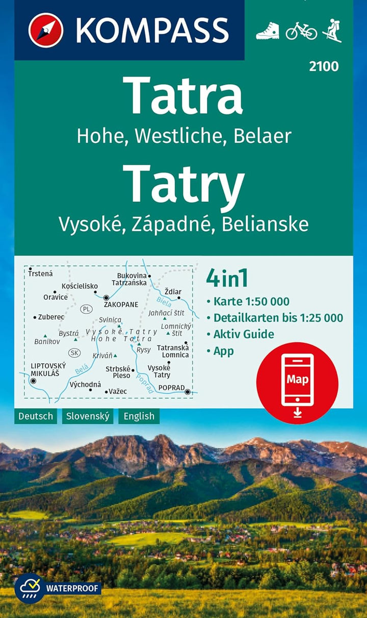 Carte de randonnée n° 2100 - Haut Tatras + Aktiv Guide (Slovaquie, Pologne) | Kompass