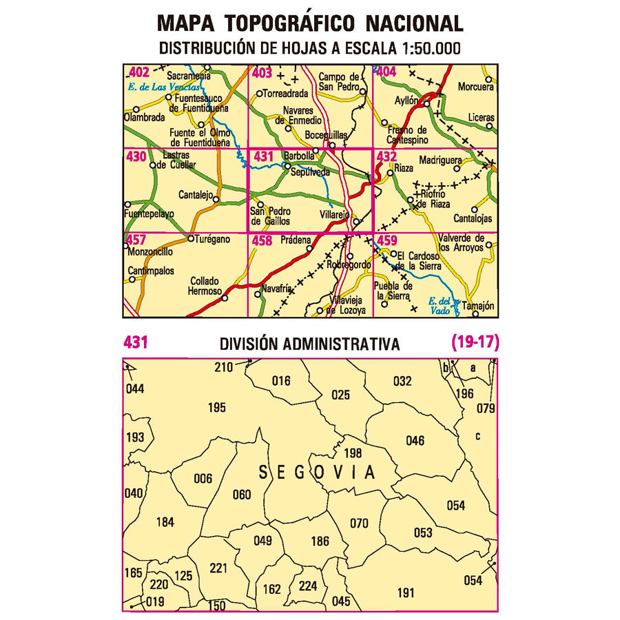 Carte topographique de l'Espagne n° 0431 - Sepúlveda | CNIG - 1/50 000