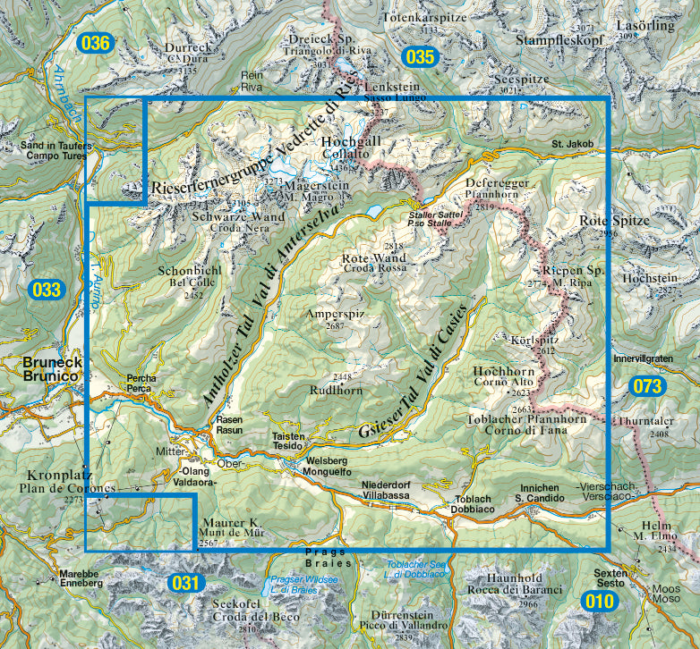 Carte de randonnée n° 32 - Anterselva et Casies (Italie) | Tabacco