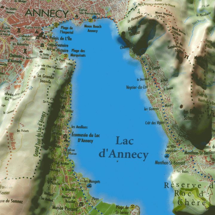 Carte murale en relief - Lac d'Annecy - 61 cm x 41 cm | 3D Map