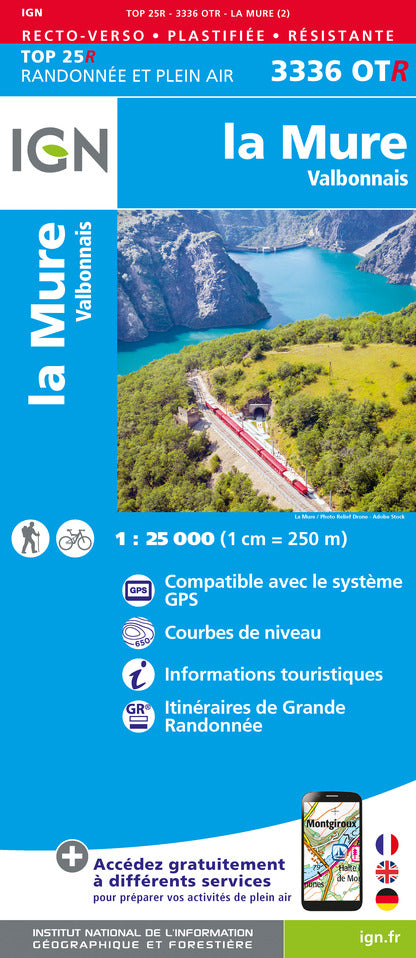 Carte TOP 25 n° 3336 OTR (résistante) - La Mure & Valbonnais (Alpes) | IGN