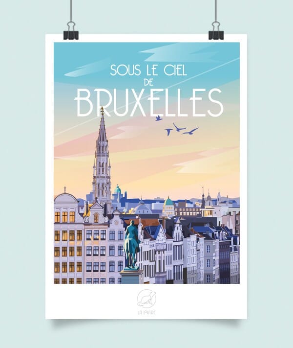 Affiche - Bruxelles - 42 x 60 cm | La Loutre carte murale petit tube La Loutre 