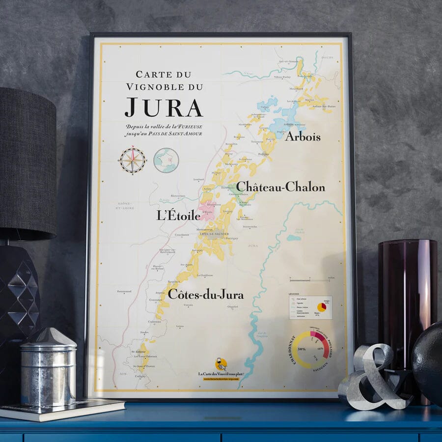 Affiche - Carte des vins du Jura - 50 x 70 cm carte murale petit tube La carte des vins 