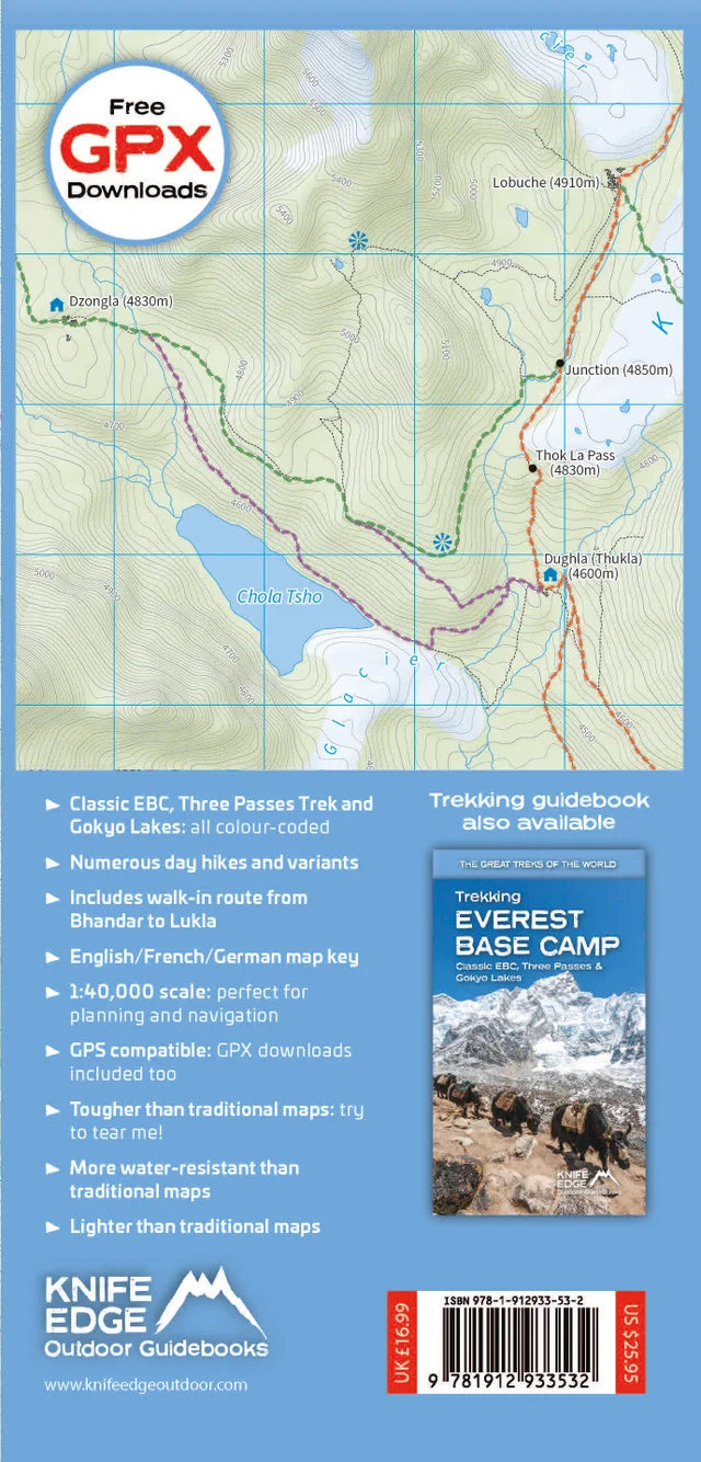 Carte de randonnée - Everest Base Camp | Knife Edge Outdoor carte pliée Knife Edge Outdoor 