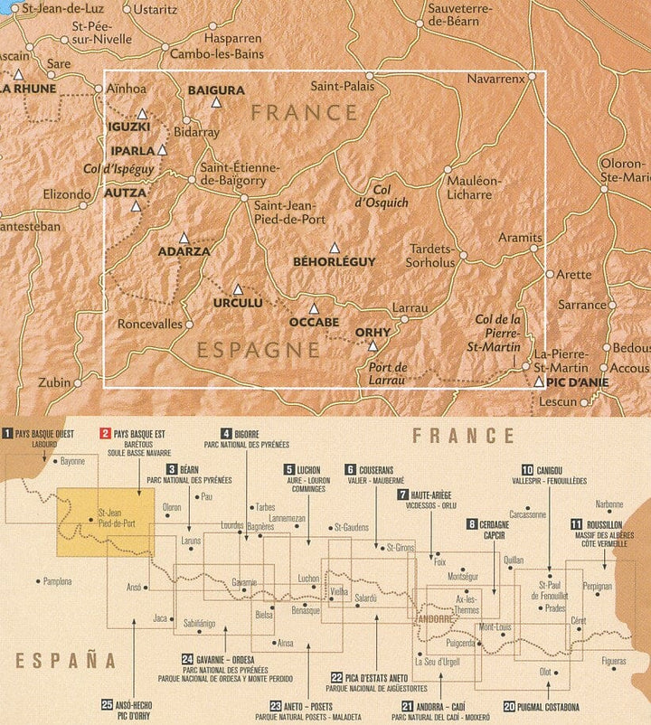 Carte de randonnée n° 2 - Pays Basque Est (Pyrénées) | Rando Editions carte pliée Rando Editions 