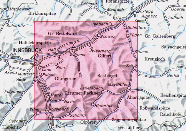 Carte de randonnée n° 33 - Tuxer Alpen (Alpes autrichiennes) | Alpenverein carte pliée Alpenverein 