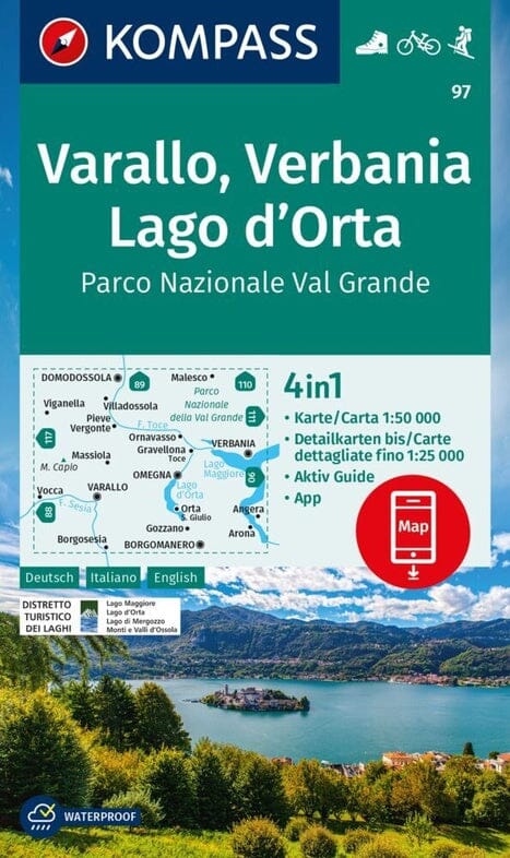 Carte de randonnée n° 97 - Varallo, Verbania, Lago d'Orta (Italie) | Kompass carte pliée Kompass 