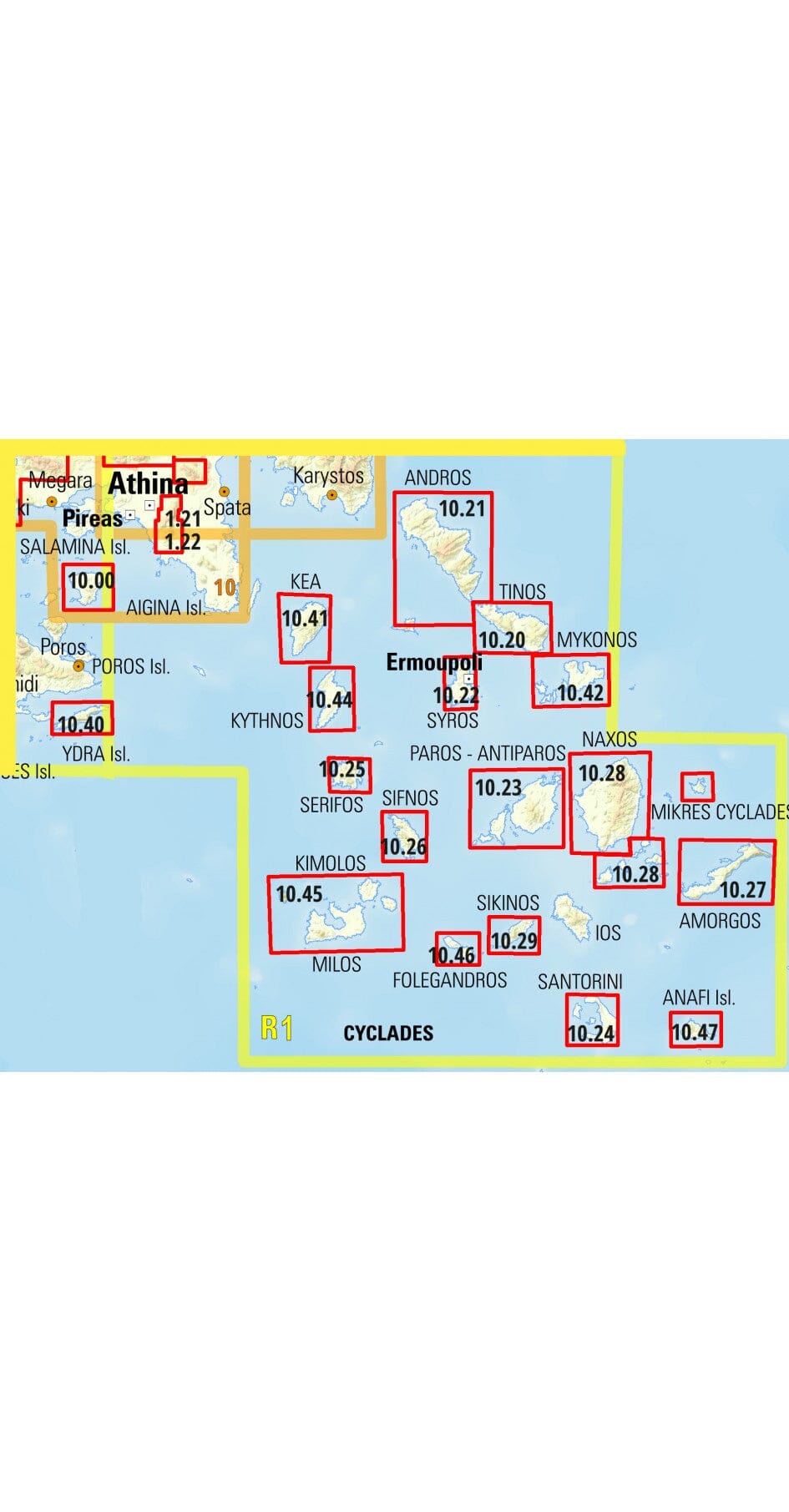 Carte détaillée - Cyclades & Iles Saroniques R1 | Anavasi carte pliée Anavasi 