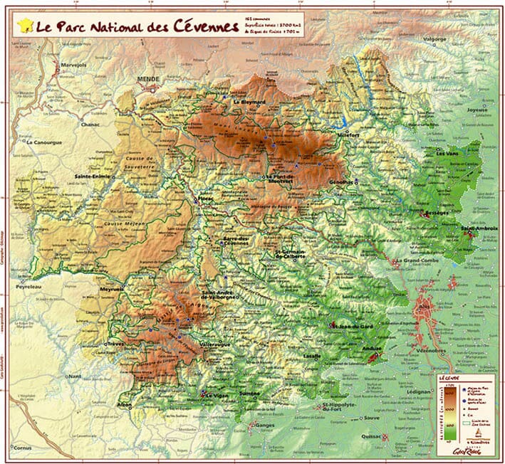 Carte en relief petit format - Le Parc National des Cévennes - 31,8 X 31,8 cm carte relief petit format Reliefs Editions 