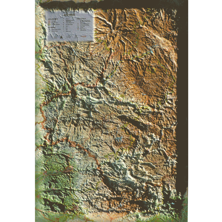 Carte murale en relief - Aveyron - 41 cm x 61 cm | 3D Map carte relief 3D Map 