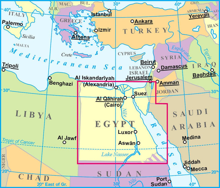 Carte murale plastifiée - Egypte (géographique) - 100 x 87 cm | Gizi Map carte murale hors dimensions Gizi Map 