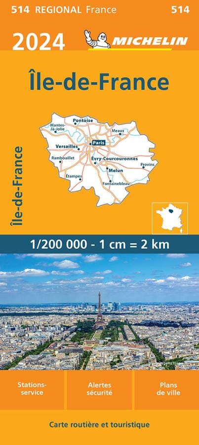 Carte régionale n° 514 - Ile-de-France 2024 | Michelin carte pliée Michelin 