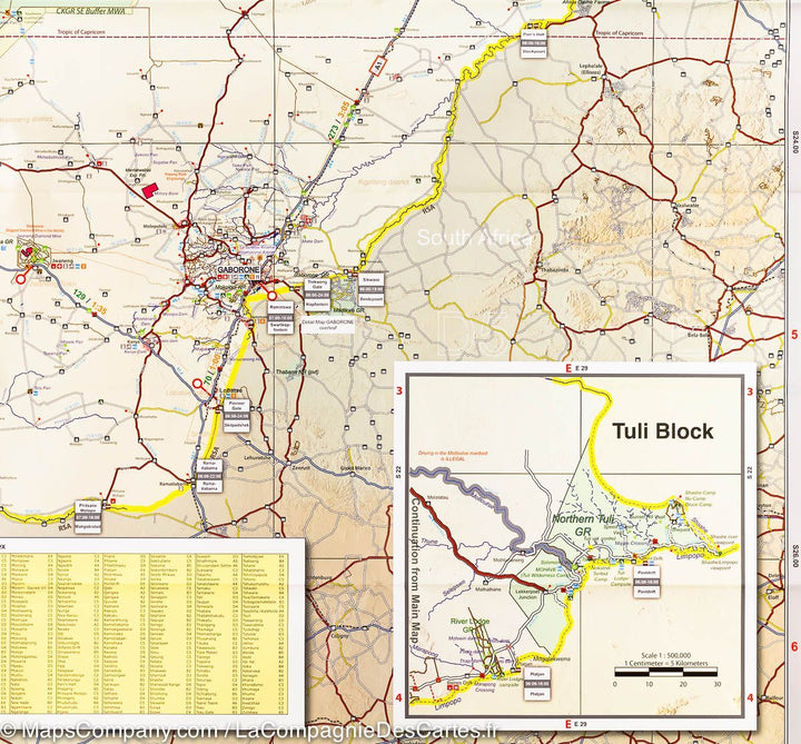 Carte routière - Botswana | Tracks4Africa