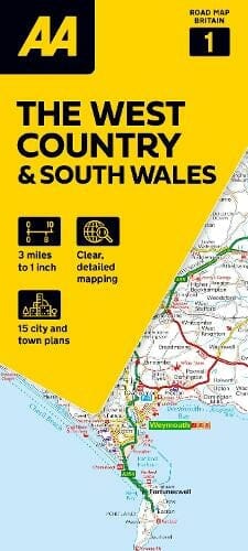 Carte routière n° 1 - Angleterre Ouest & Sud du Pays de Galles | AA Publishing carte pliée AA Publishing 