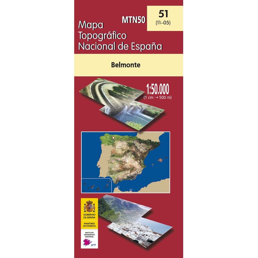 Carte topographique de l'Espagne n° 0051 - Belmonte | CNIG - 1/50 000 carte pliée CNIG 