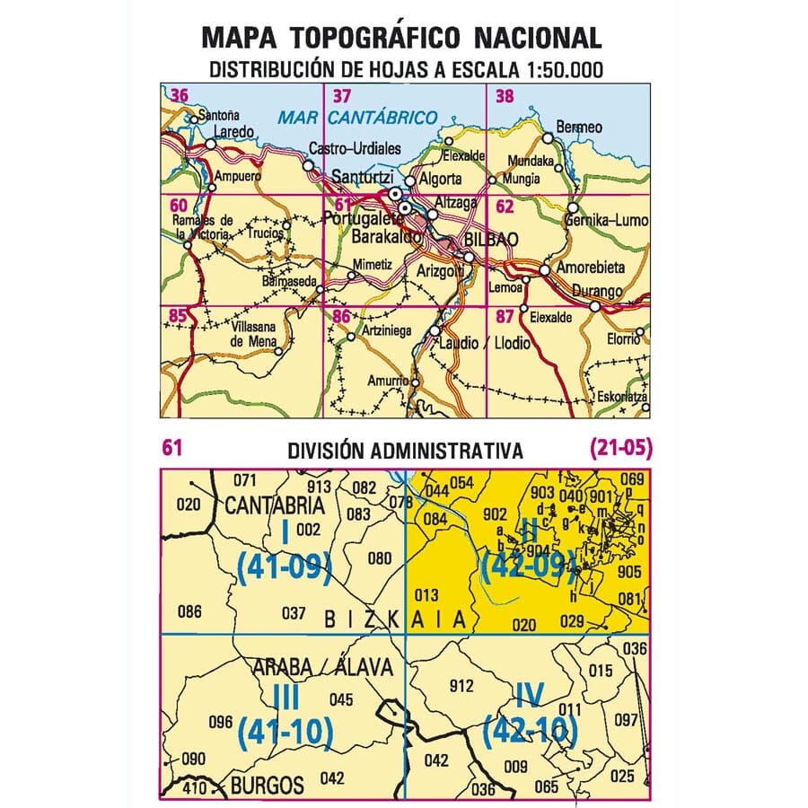 Carte topographique de l'Espagne n° 0061.2 - Bilbao | CNIG - 1/25 000 carte pliée CNIG 