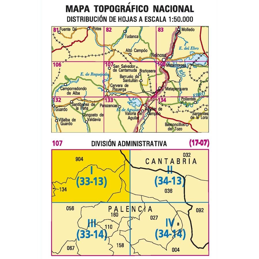 Carte topographique de l'Espagne n° 0107.1 - San Salvador de Cantamuda | CNIG - 1/25 000 carte pliée CNIG 