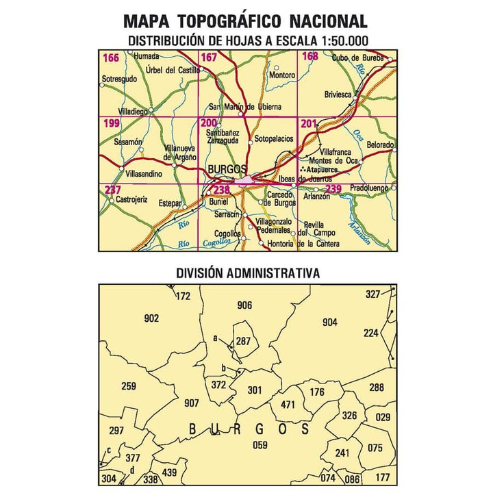Carte topographique de l'Espagne n° 0200 - Burgos | CNIG - 1/50 000 carte pliée CNIG 