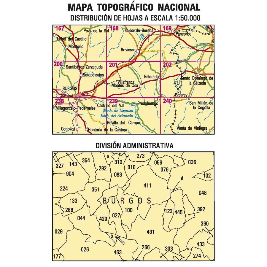 Carte topographique de l'Espagne n° 0201 - Belorado | CNIG - 1/50 000 carte pliée CNIG 