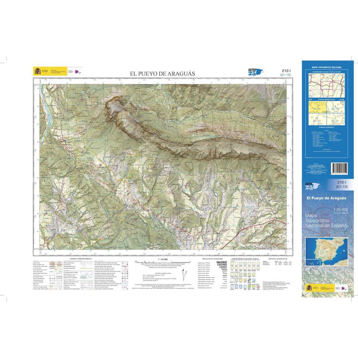 Carte topographique de l'Espagne n° 0212.1 - El Pueyo de Araguás | CNIG - 1/25 000 carte pliée CNIG 