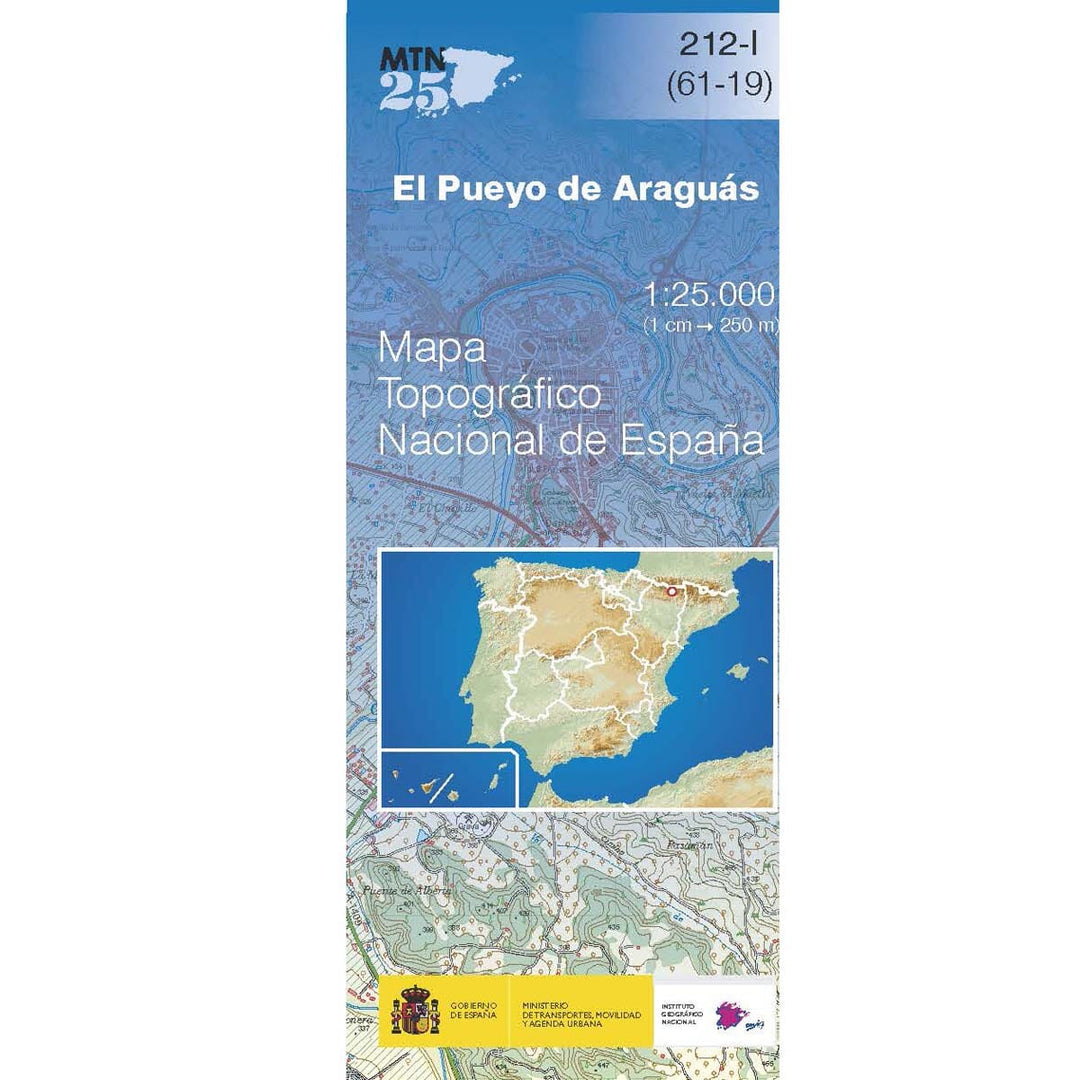 Carte topographique de l'Espagne n° 0212.1 - El Pueyo de Araguás | CNIG - 1/25 000 carte pliée CNIG 