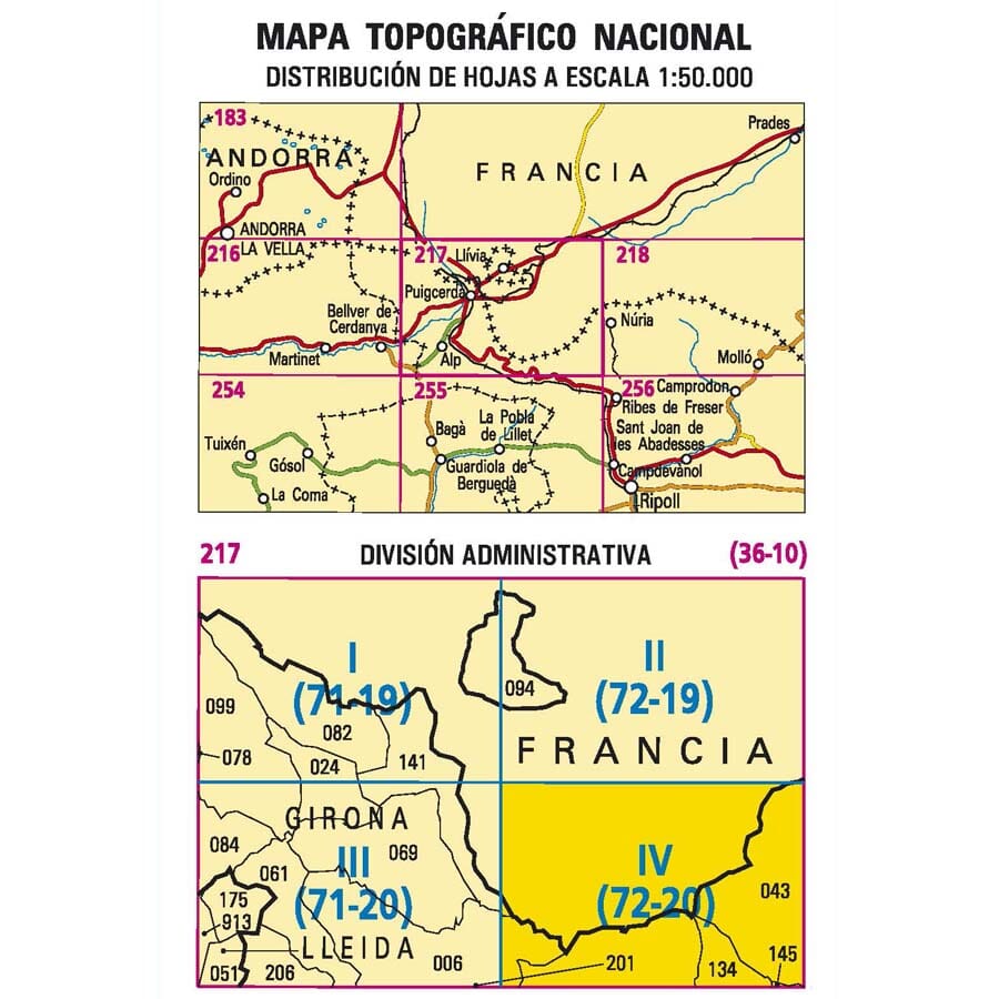 Carte topographique de l'Espagne n° 0217.4 - Puigmal | CNIG - 1/25 000 carte pliée CNIG 