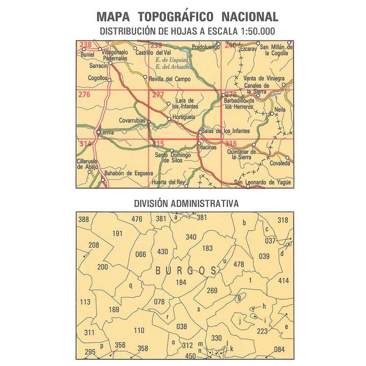 Carte topographique de l'Espagne n° 0277 - Covarrubias | CNIG - 1/50 000 carte pliée CNIG 