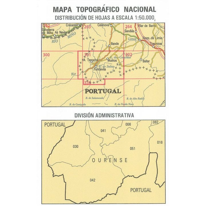 Carte topographique de l'Espagne n° 0301/336 - Lobios | CNIG - 1/50 000 carte pliée CNIG 
