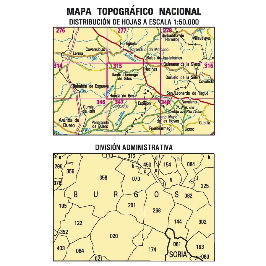 Carte topographique de l'Espagne n° 0315 - Huerta del Rey | CNIG - 1/50 000 carte pliée CNIG 