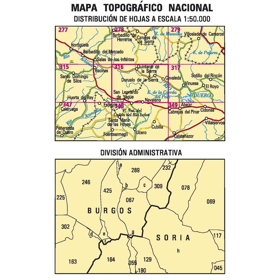 Carte topographique de l'Espagne n° 0316 - Quintanar de la Sierra | CNIG - 1/50 000 carte pliée CNIG 