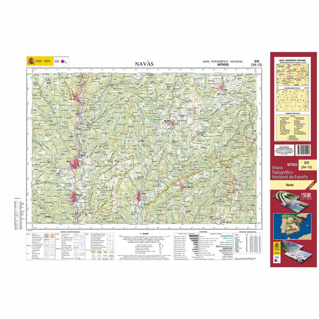 Carte topographique de l'Espagne n° 0331 - Navàs | CNIG - 1/50 000 carte pliée CNIG 