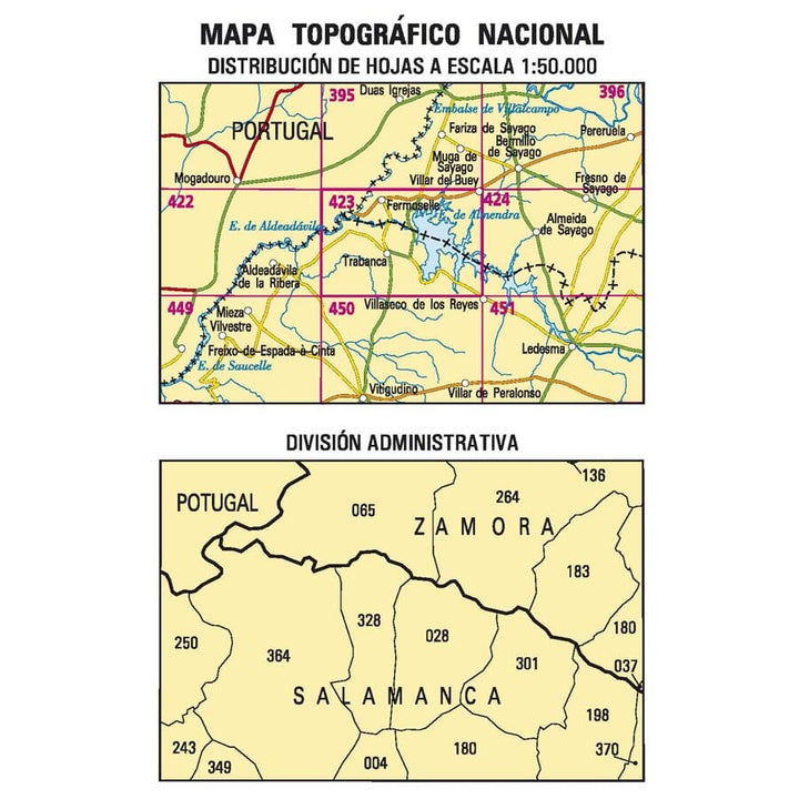 Carte topographique de l'Espagne n° 0423 - Fermoselle | CNIG - 1/50 000 carte pliée CNIG 