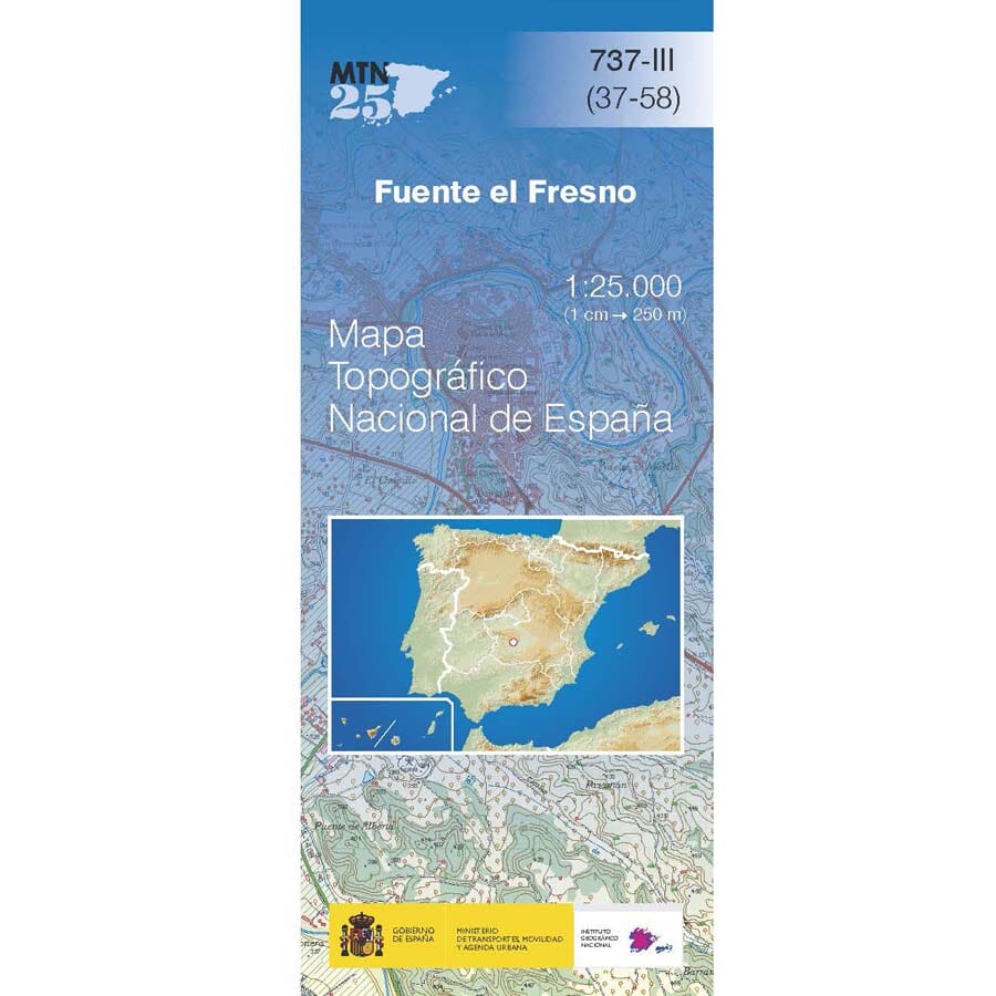 Carte topographique de l'Espagne n° 0737.3 - Fuente del Fresno | CNIG - 1/25 000 carte pliée CNIG 
