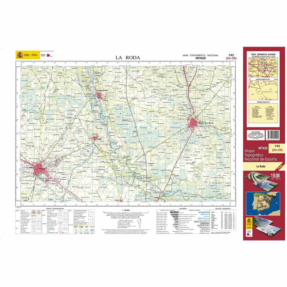 Carte topographique de l'Espagne n° 0742 - La Roda | CNIG - 1/50 000 carte pliée CNIG 