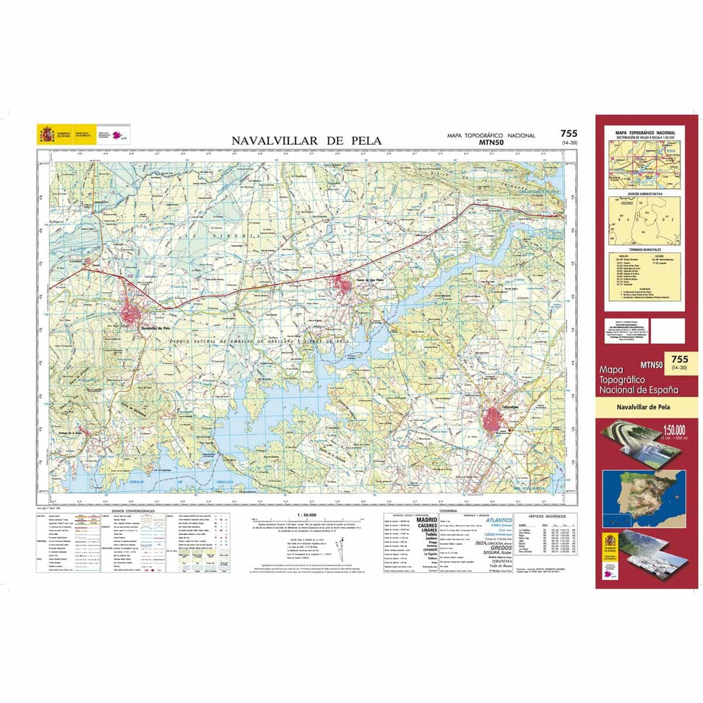 Carte topographique de l'Espagne n° 0755 - Navalvillar de Pela | CNIG - 1/50 000 carte pliée CNIG 