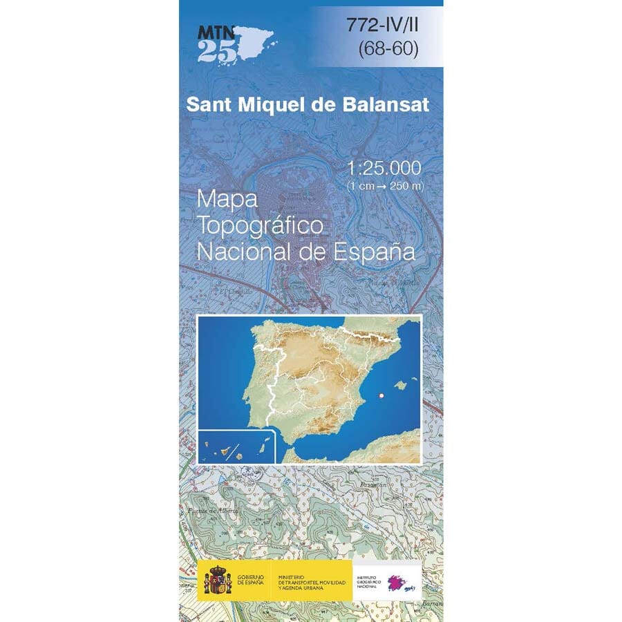 Carte topographique de l'Espagne n° 0772.4/2 - Sant Miquel de Balansat (Ibiza) | CNIG - 1/25 000 carte pliée CNIG 
