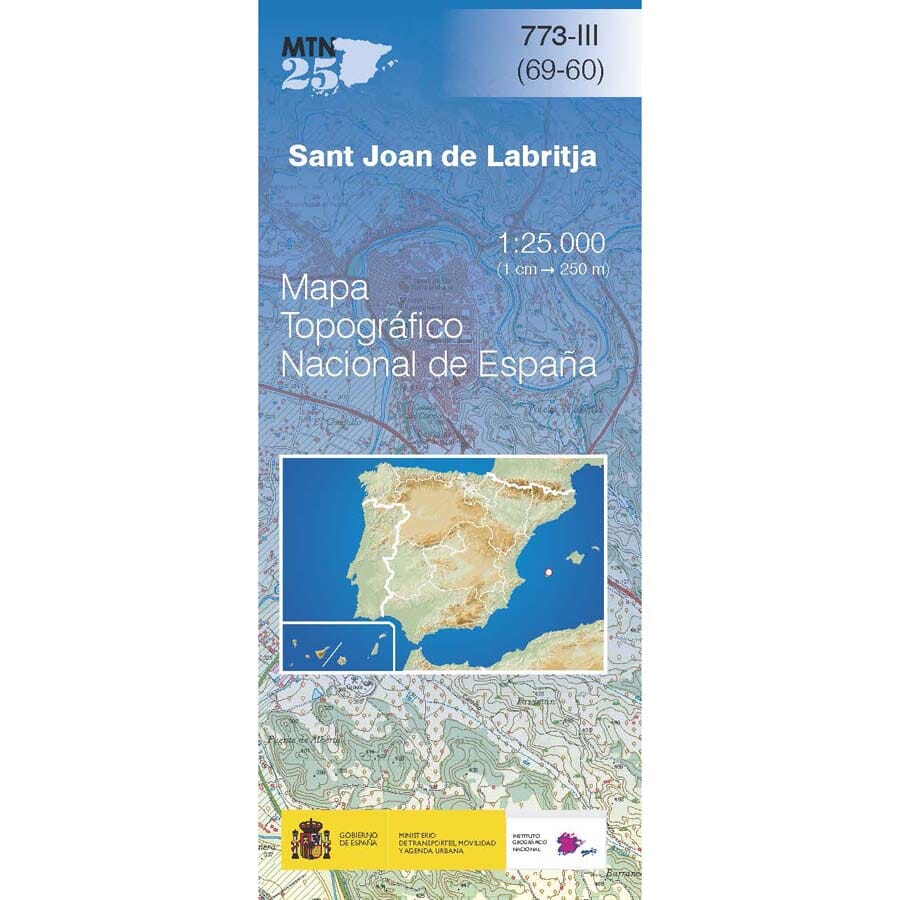 Carte topographique de l'Espagne n° 0773.3 - Sant Joan de Labritja (Ibiza) | CNIG - 1/25 000 carte pliée CNIG 