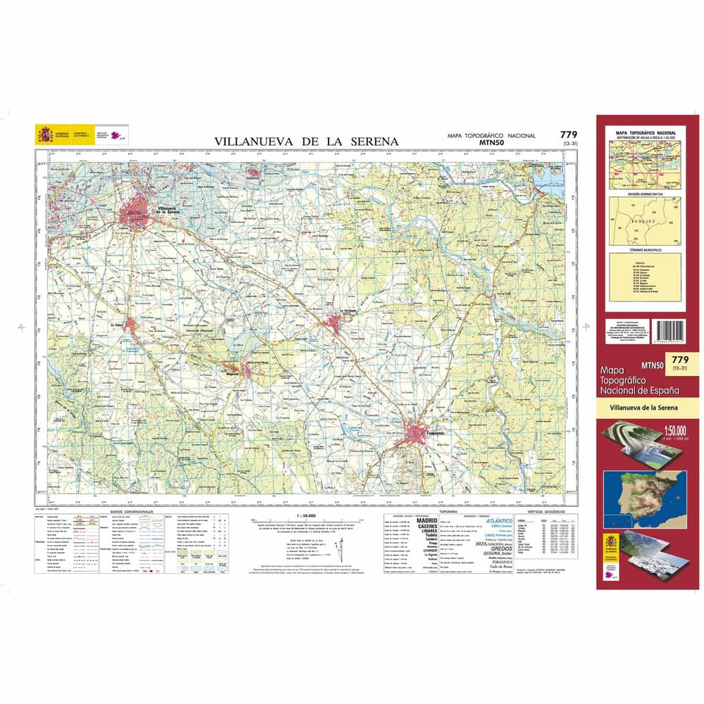 Carte topographique de l'Espagne n° 0779 - Villanueva de la Serena | CNIG - 1/50 000 carte pliée CNIG 
