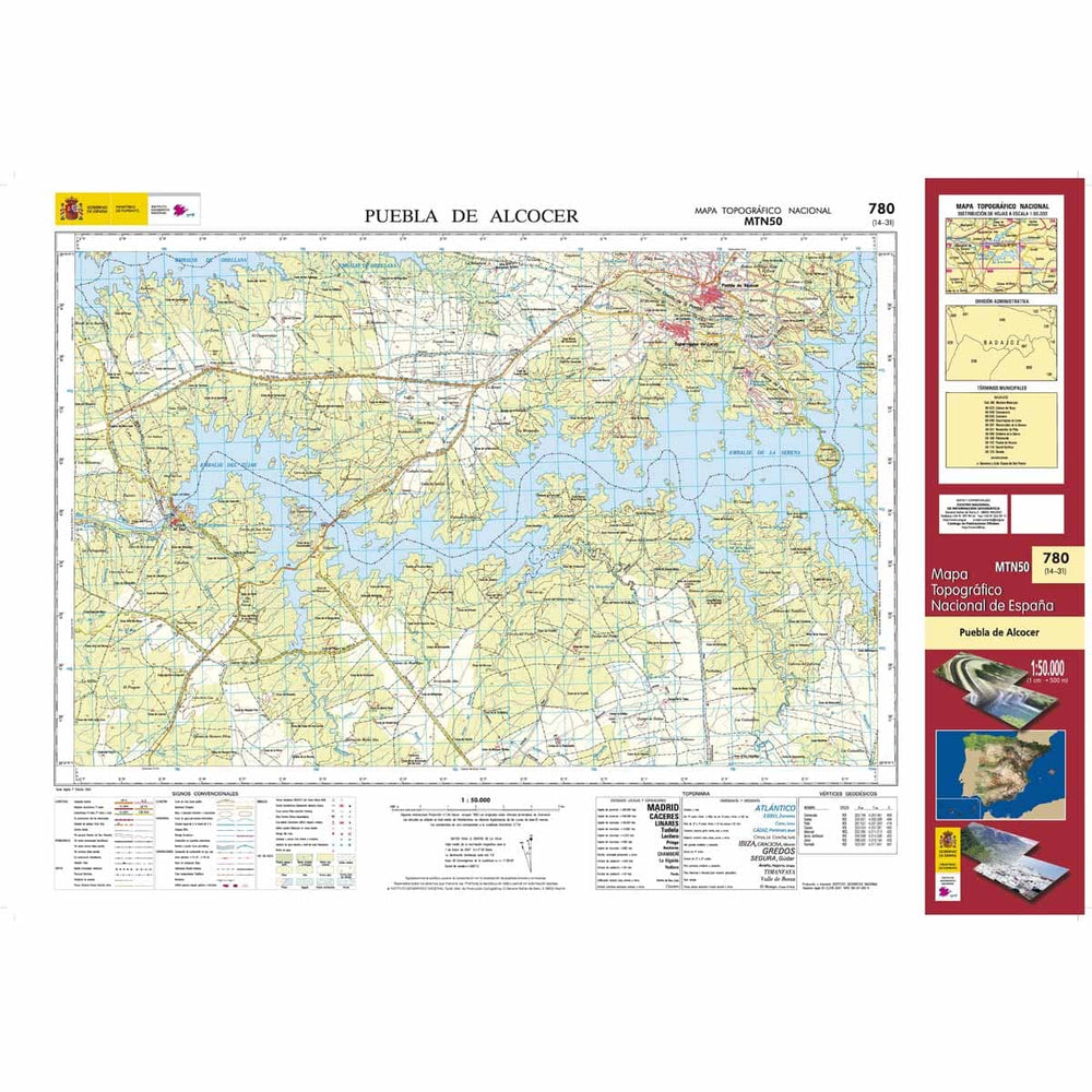 Carte topographique de l'Espagne n° 0780 - Puebla de Alcocer | CNIG - 1/50 000 carte pliée CNIG 