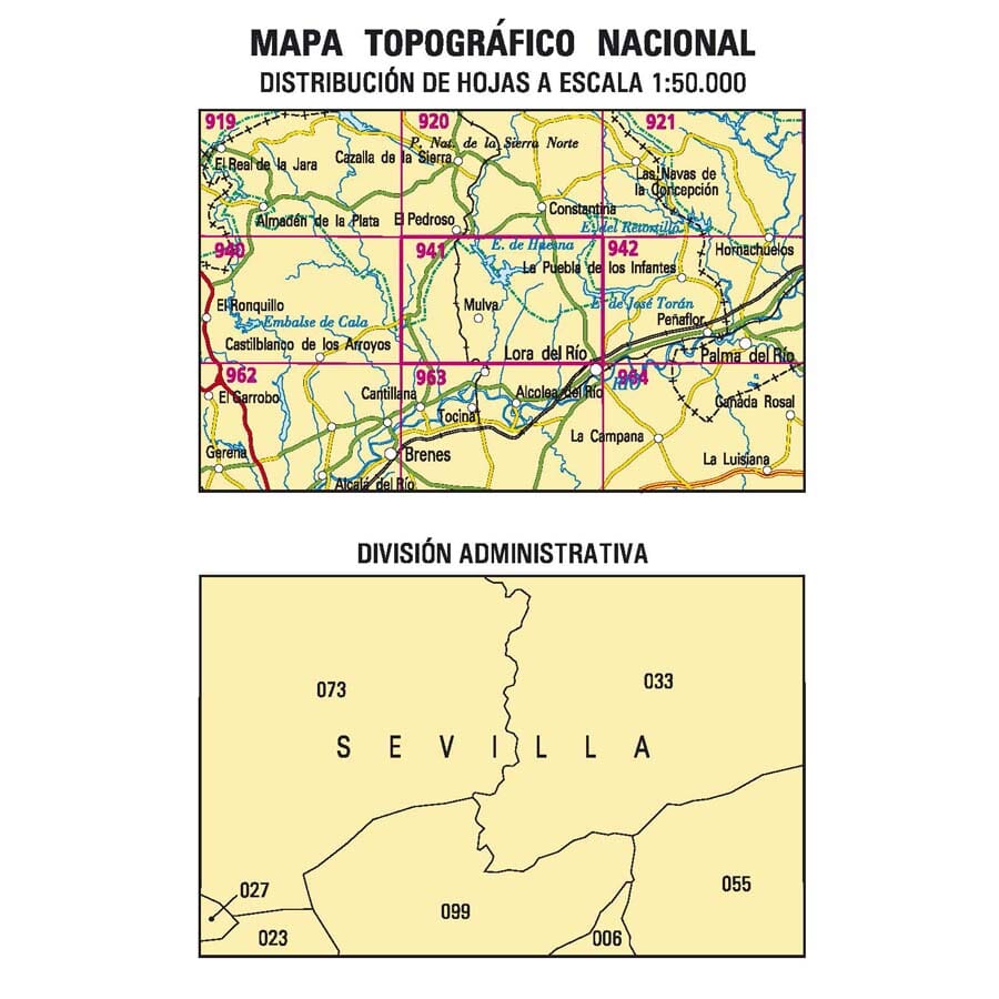 Carte topographique de l'Espagne n° 0941 - Mulva | CNIG - 1/50 000 carte pliée CNIG 