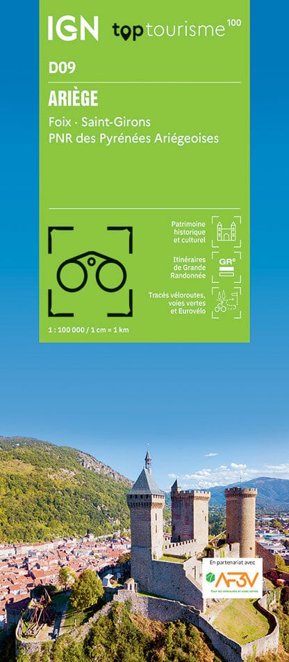 Carte touristique TOP100D09 - Ariège | IGN carte pliée IGN 