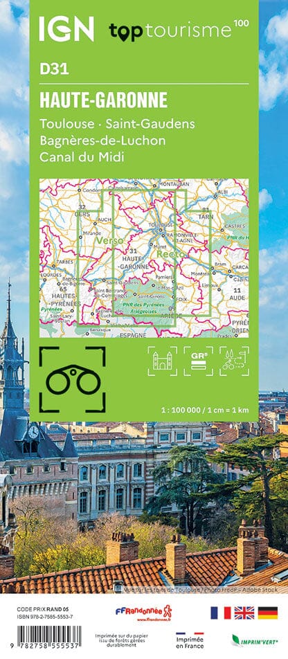 Carte touristique TOP100D31 - Haute-Garonne | IGN carte pliée IGN 