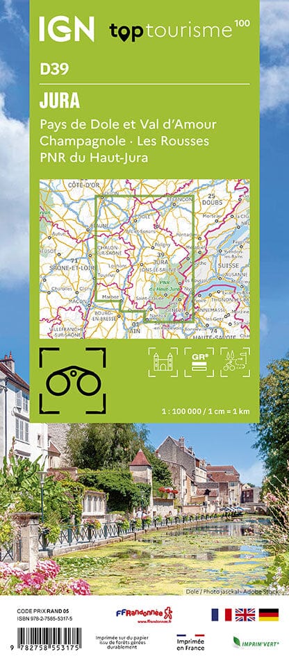 Carte touristique TOP100D39 - Jura | IGN carte pliée IGN 