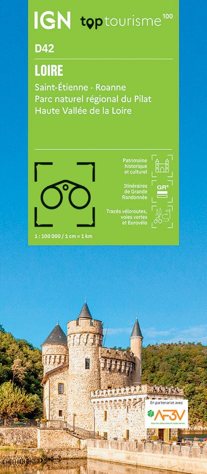 Carte touristique TOP100D42 - Loire | IGN carte pliée IGN 