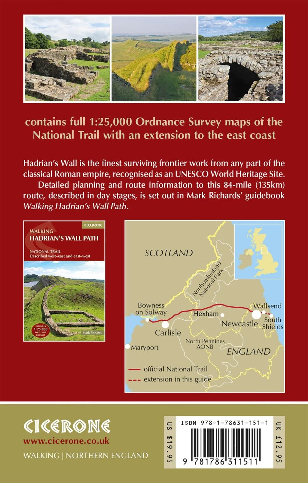 Guide de randonnées (en anglais) - Hadrian's Wall Path | Cicerone guide de randonnée Cicerone 