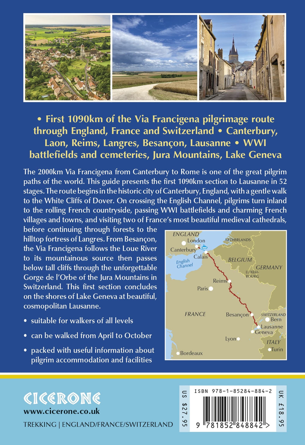 Guide de randonnées (en anglais) - Via Francigena : Canterbury to Lausanne, Part 1 | Cicerone guide de randonnée Cicerone 